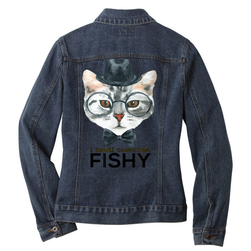 Cat T Shirt Private Detective Ladies Denim Jacket by MoczoTenleigh | Artistshot