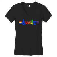 Equality Gay Pride Handicap Feminism Anti Racism Rainbow T Shirt Women's V-neck T-shirt | Artistshot