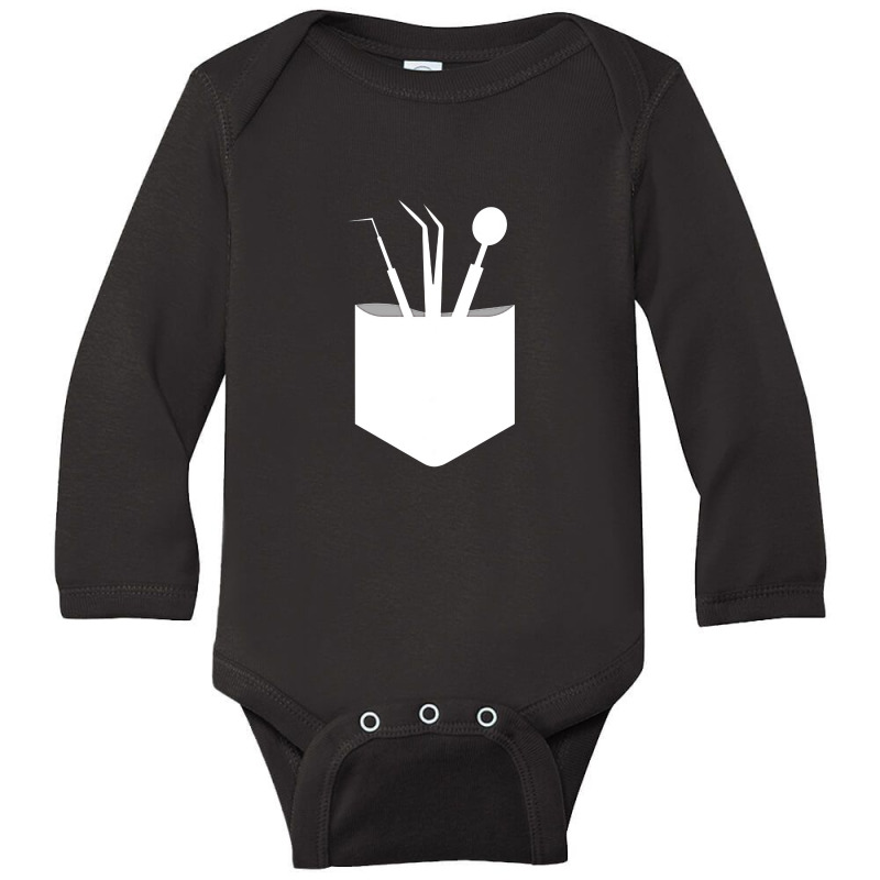 Funny Dental Instruments In Pocket Dentist Long Sleeve Baby Bodysuit by pancingiwak | Artistshot