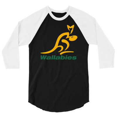 Wallabies Gold Logo 3/4 Sleeve Shirt Designed By Mdk Art