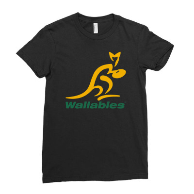 Wallabies Gold Logo Ladies Fitted T-shirt Designed By Mdk Art