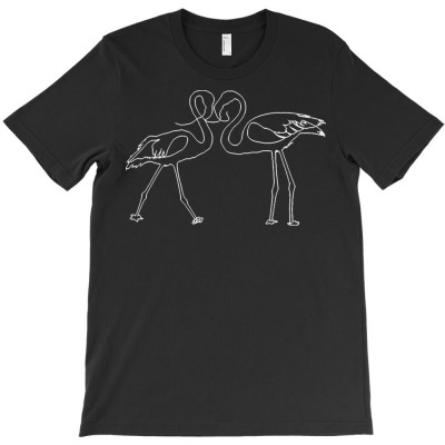 Flamingo Lovers Single Line Art T  Shirt Flamingo Couple Love On Valen T-shirt Designed By Mariah Bergstrom