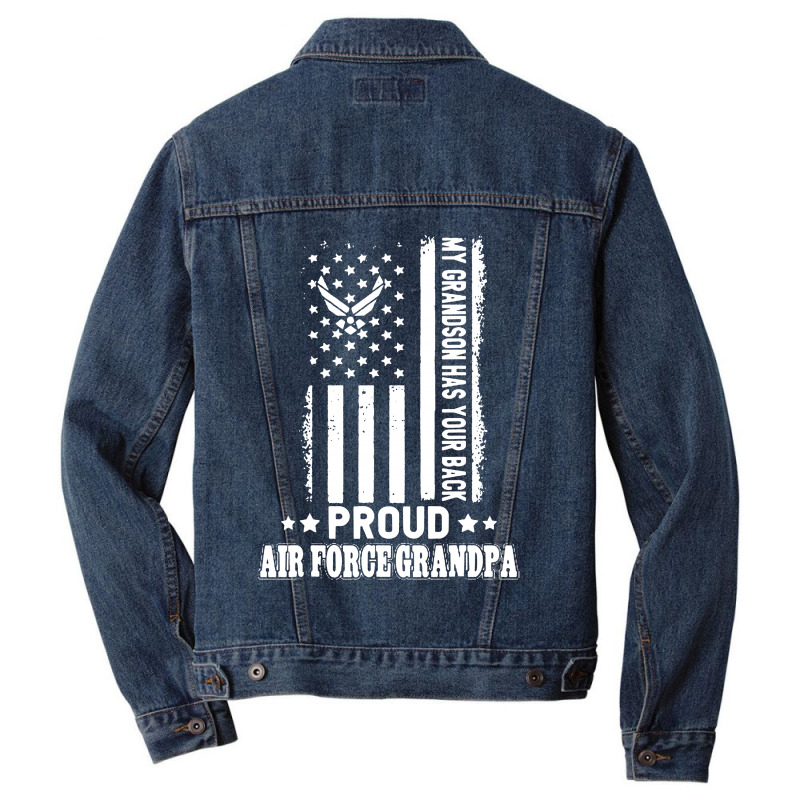 My Grandson Has Your Back Proud Air Force Grandpa Men Denim Jacket by Golden Store | Artistshot