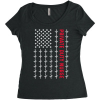 Patriotic Private Duty Nurse Us Flag Heartbeat, Nursing T Shirt Women's Triblend Scoop T-shirt | Artistshot