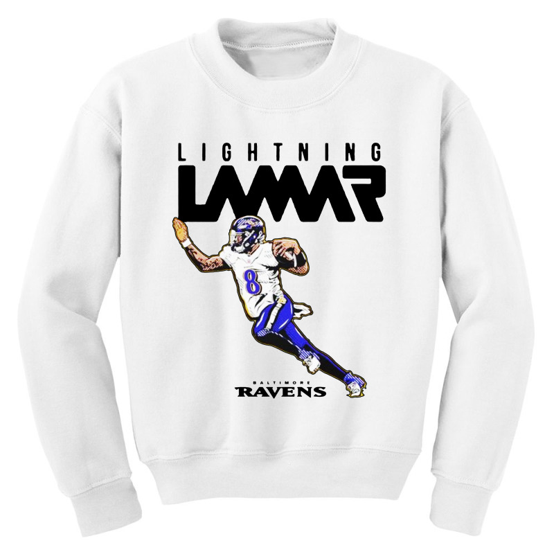 Lightning Lamar Youth Sweatshirt by Focus Tees | Artistshot