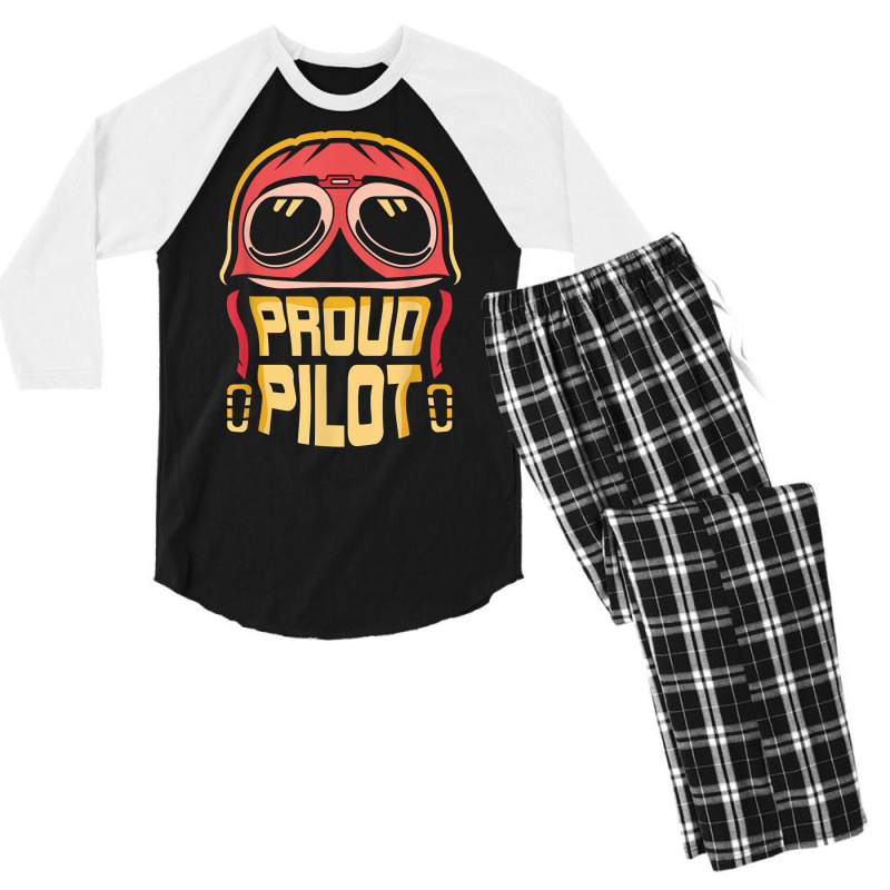 Proud Pilot Small Airplane Private Aircraft T Shirt Men's 3/4 Sleeve Pajama Set by MoczoTenleigh | Artistshot