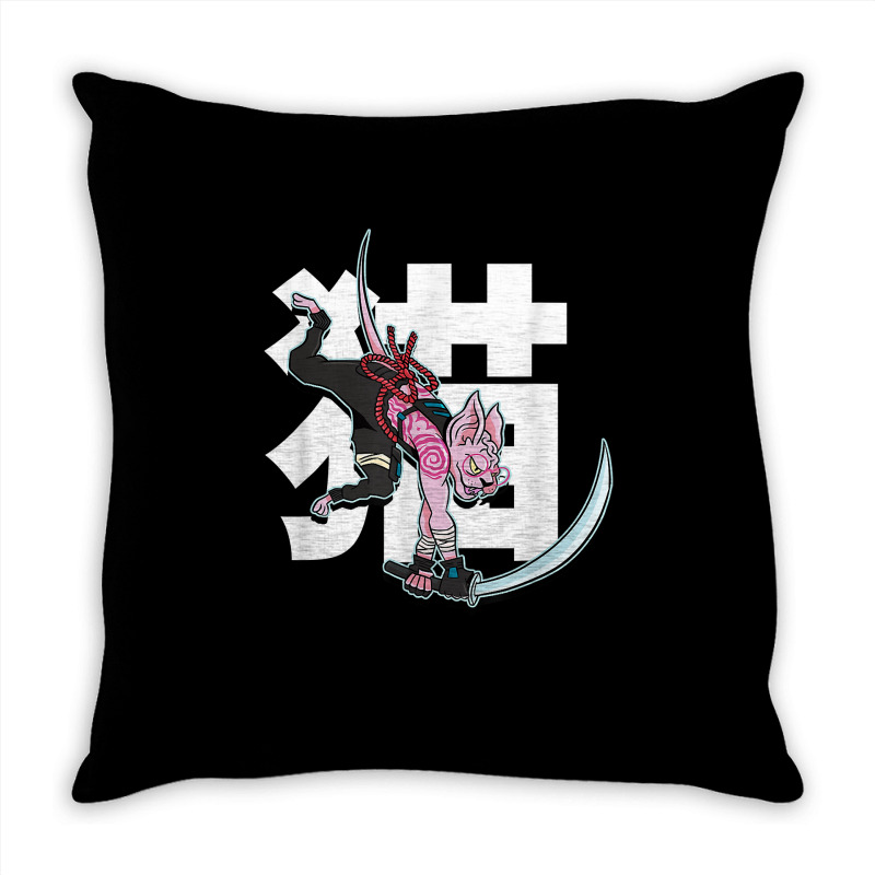 Samurai Ninja Sphynx Cat Kawaii Tattoo Graphic T Shirt Throw Pillow | Artistshot