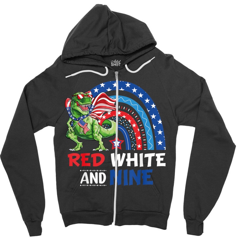 4th July Independence Day American Graphic Plus Size Dinosaur Rainbow Zipper Hoodie | Artistshot