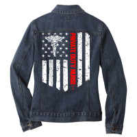 Private Duty Nurse American Flag Rn Registered Nurse Gift T Shirt Ladies Denim Jacket | Artistshot