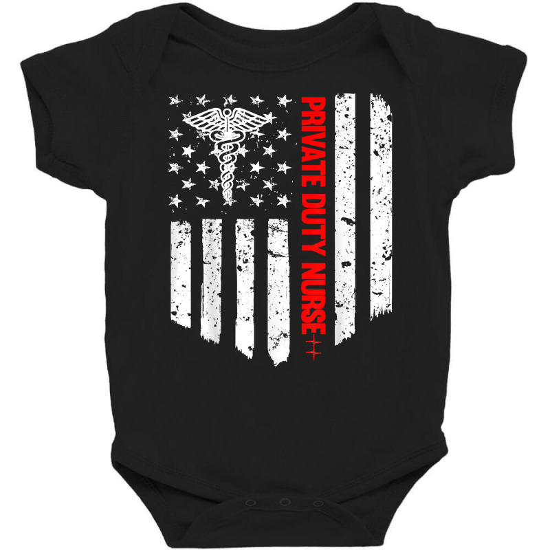 Private Duty Nurse American Flag Rn Registered Nurse Gift T Shirt Baby Bodysuit by SchonbergerKamile | Artistshot