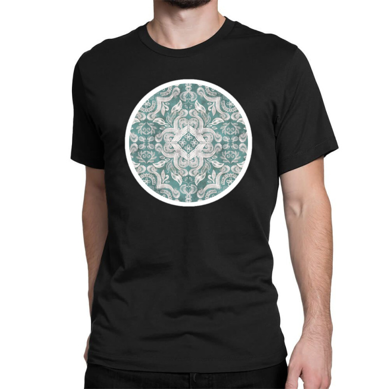 Teal And Grey Dirty Denim Textured Boho Pattern 28223676 Classic T-shirt by Sri66 | Artistshot