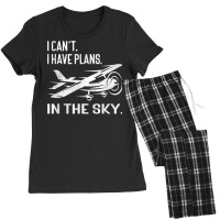 Private Pilot  I Can't I Have Plans In The Sky   Distressed T Shirt Women's Pajamas Set | Artistshot