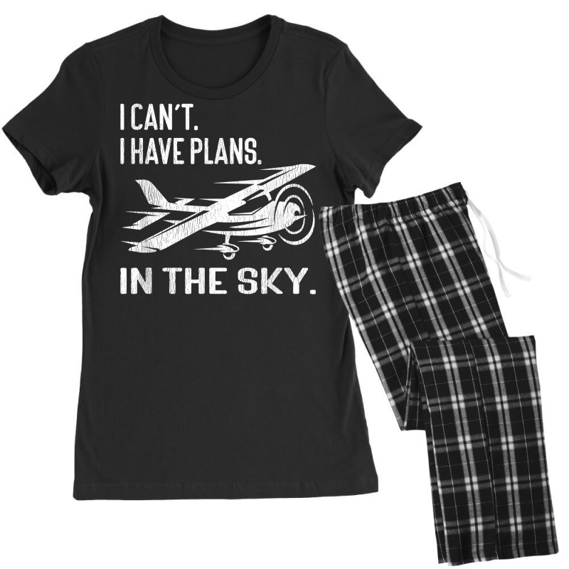 Private Pilot  I Can't I Have Plans In The Sky   Distressed T Shirt Women's Pajamas Set by SchonbergerKamile | Artistshot