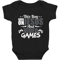 This Boy Runs On Jesus And Video Games Lover Gift Player Baby Bodysuit | Artistshot