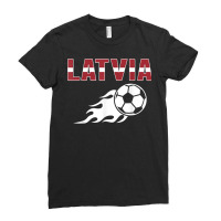 Proud Latvia Soccer Fans Jersey Latvian Flag Football Lovers T Shirt Ladies Fitted T-shirt | Artistshot