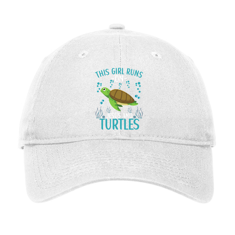 This Girl Runs On Jesus And Turtles Cute Sea Turtle Quote Adjustable Cap by thutrang92 | Artistshot