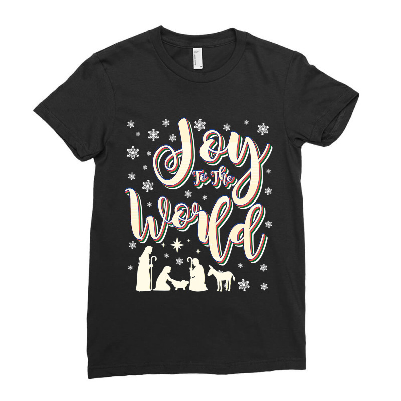 Vintage Joy To The World Jesus Nativity Retro Christmas Ladies Fitted T-Shirt by thutrang92 | Artistshot