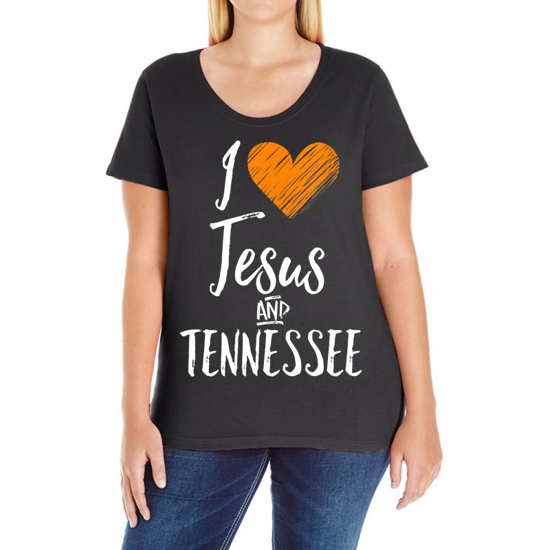 Womens I Love Jesus And Tennessee  Orange Heart Cute Fan Gift Vneck Ladies Curvy T-Shirt by thutrang92 | Artistshot