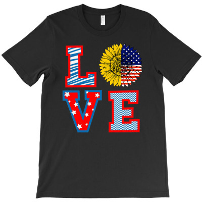 Independence Day America Flag Flowers T-shirt Designed By Zeyneb Ela