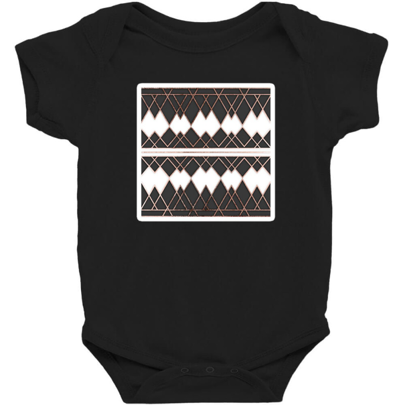 Modern Black White Rose Gold Triangles On Marble 21346004 Baby Bodysuit by Upeh | Artistshot