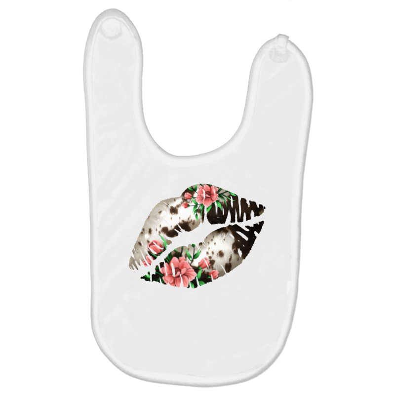 Cowhide And Flowers Lips Baby Bibs | Artistshot