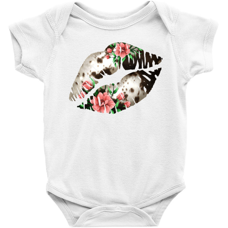 Cowhide And Flowers Lips Baby Bodysuit | Artistshot