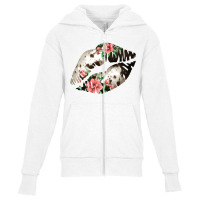 Cowhide And Flowers Lips Youth Zipper Hoodie | Artistshot