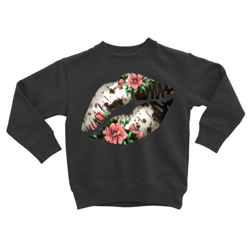 Cowhide And Flowers Lips Toddler Sweatshirt | Artistshot