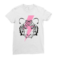 Tiger And Hot Pink Lightning Bolt T Shirt Ladies Fitted T-shirt | Artistshot