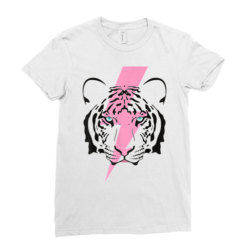 Tiger And Hot Pink Lightning Bolt T Shirt Ladies Fitted T-Shirt by AshleyPenez | Artistshot