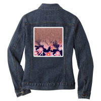 Modern Peach Coral And Black Floral Triangles 19298166 Ladies Denim Jacket | Artistshot