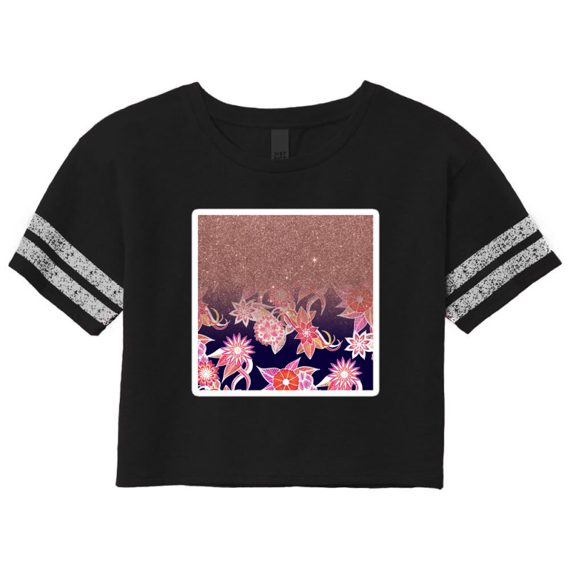 Modern Peach Coral And Black Floral Triangles 19298166 Scorecard Crop Tee by Upeh | Artistshot