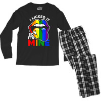 Lgbt Pride Lgbtq I Licked It So It's Mine Sexy Rainbow Lips T Shirt Men's Long Sleeve Pajama Set | Artistshot