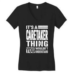 Caretaker Gift Funny Job Title Profession Birthday Idea Women's V-Neck T-Shirt | Artistshot