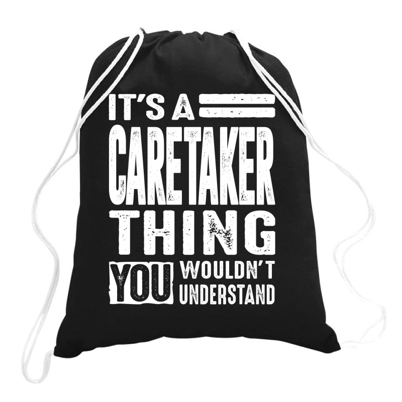 Caretaker Gift Funny Job Title Profession Birthday Idea Drawstring Bags | Artistshot