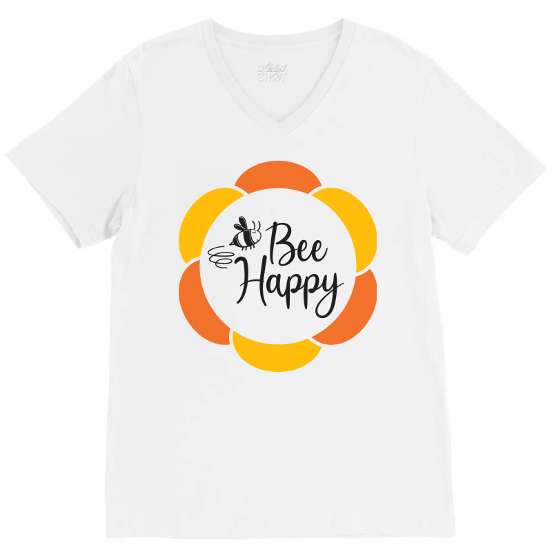 Bee Happy V-neck Tee | Artistshot