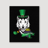 Leprechaun Hat Smoking Pipe Funny Wolf St Patricks Day Party T Shirt Portrait Canvas Print | Artistshot