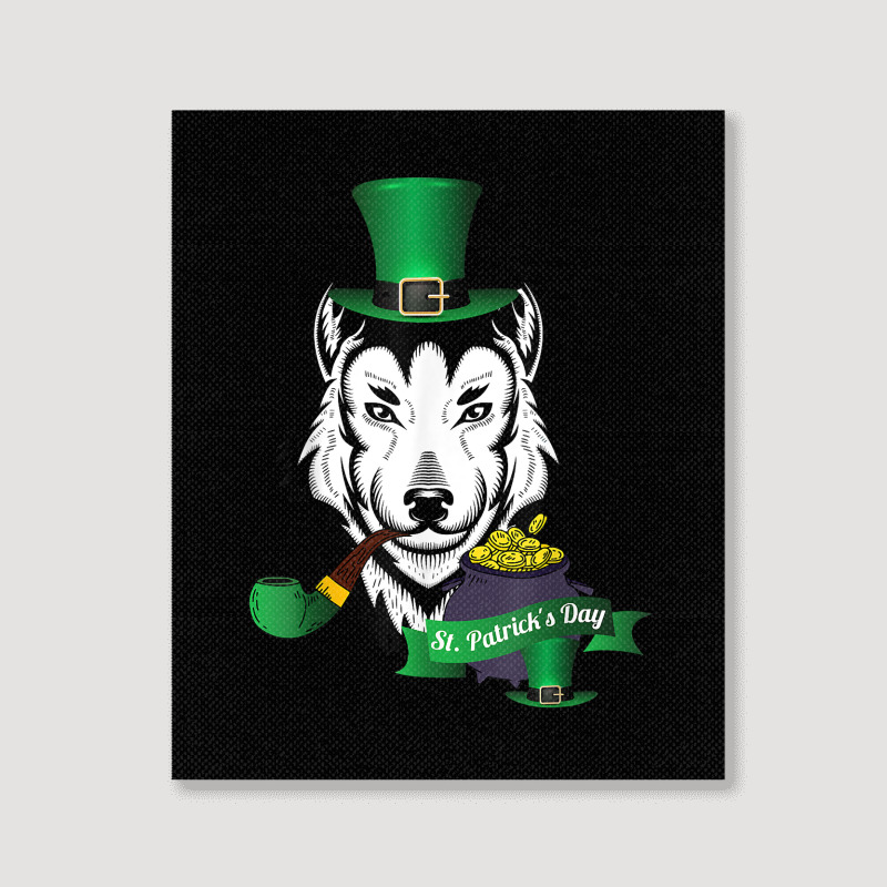 Leprechaun Hat Smoking Pipe Funny Wolf St Patricks Day Party T Shirt Portrait Canvas Print | Artistshot