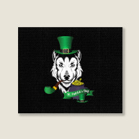 Leprechaun Hat Smoking Pipe Funny Wolf St Patricks Day Party T Shirt Landscape Canvas Print | Artistshot