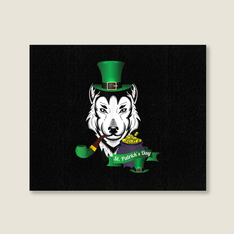 Leprechaun Hat Smoking Pipe Funny Wolf St Patricks Day Party T Shirt Landscape Canvas Print | Artistshot