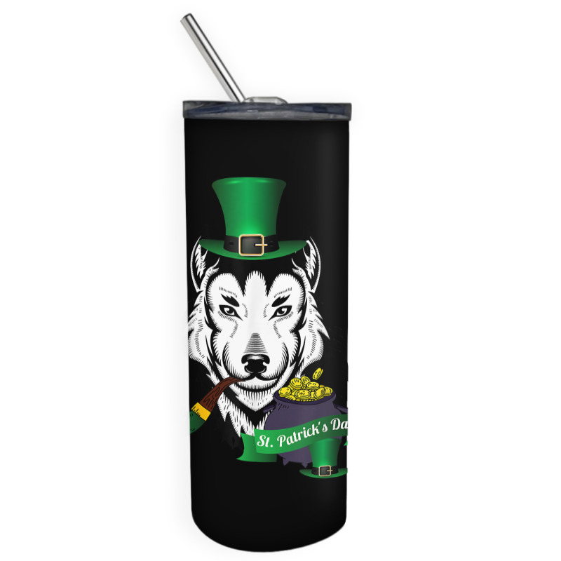 Leprechaun Hat Smoking Pipe Funny Wolf St Patricks Day Party T Shirt Skinny Tumbler | Artistshot