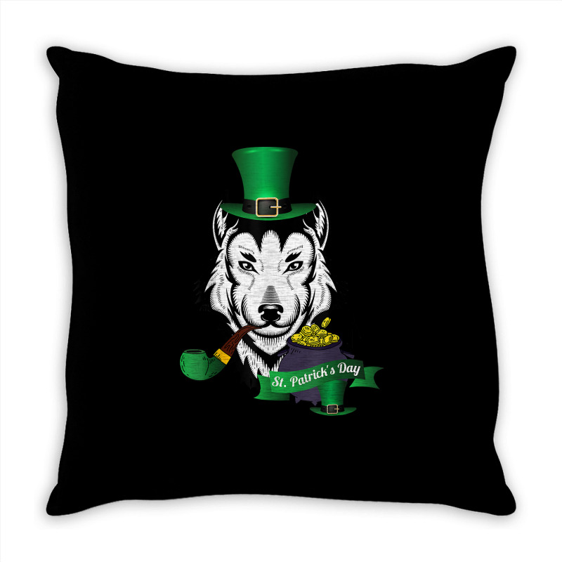 Leprechaun Hat Smoking Pipe Funny Wolf St Patricks Day Party T Shirt Throw Pillow | Artistshot