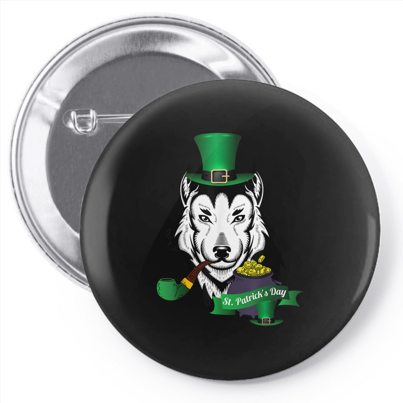 Leprechaun Hat Smoking Pipe Funny Wolf St Patricks Day Party T Shirt Pin-back Button | Artistshot