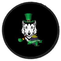 Leprechaun Hat Smoking Pipe Funny Wolf St Patricks Day Party T Shirt Round Patch | Artistshot