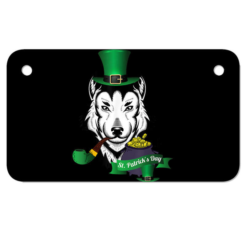 Leprechaun Hat Smoking Pipe Funny Wolf St Patricks Day Party T Shirt Motorcycle License Plate | Artistshot