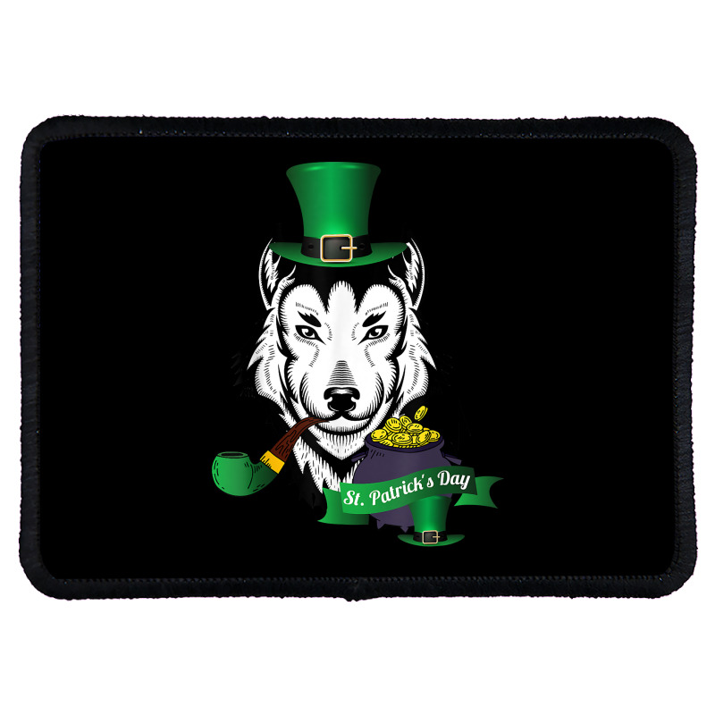 Leprechaun Hat Smoking Pipe Funny Wolf St Patricks Day Party T Shirt Rectangle Patch | Artistshot