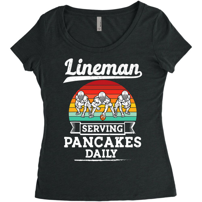 Football Lineman Serving Pancakes Daily Offensive Lineman 39 Women's Triblend Scoop T-shirt by circularflap | Artistshot