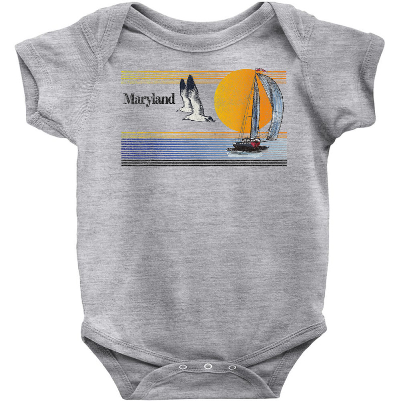 Maryland Vintage Sailing Sailboat Sail Boat Beach Retro T Shirt Baby Bodysuit | Artistshot