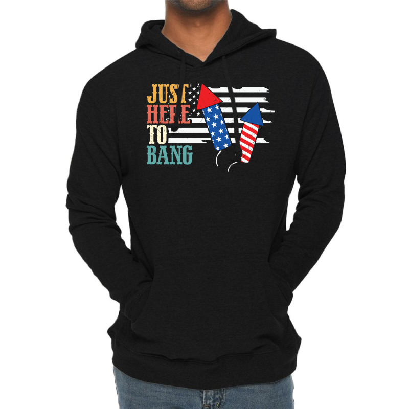 4th Of July Design Just Here To Bang Funny Plus Size Lightweight Hoodie | Artistshot