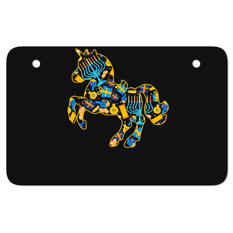 Unicorn Lover Pony Hanukkah Unicorn Shape Menorah Collection Jewish Un Atv License Plate | Artistshot